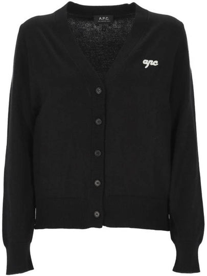 Embroidered Logo Knit Cardigan Black - A.P.C. - BALAAN 2