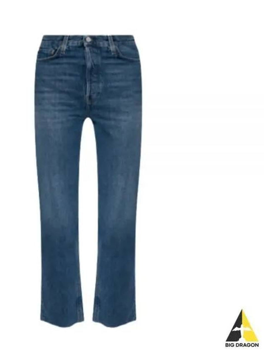 High Waist Cropped Straight Jeans Blue - TOTEME - BALAAN 2