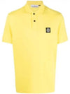 Men's Logo Patch Cotton Polo Shirt Yellow - STONE ISLAND - BALAAN 2