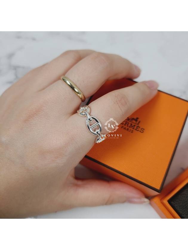 Small Chaine D'Ancre Enchainee Ring Silver - HERMES - BALAAN 4