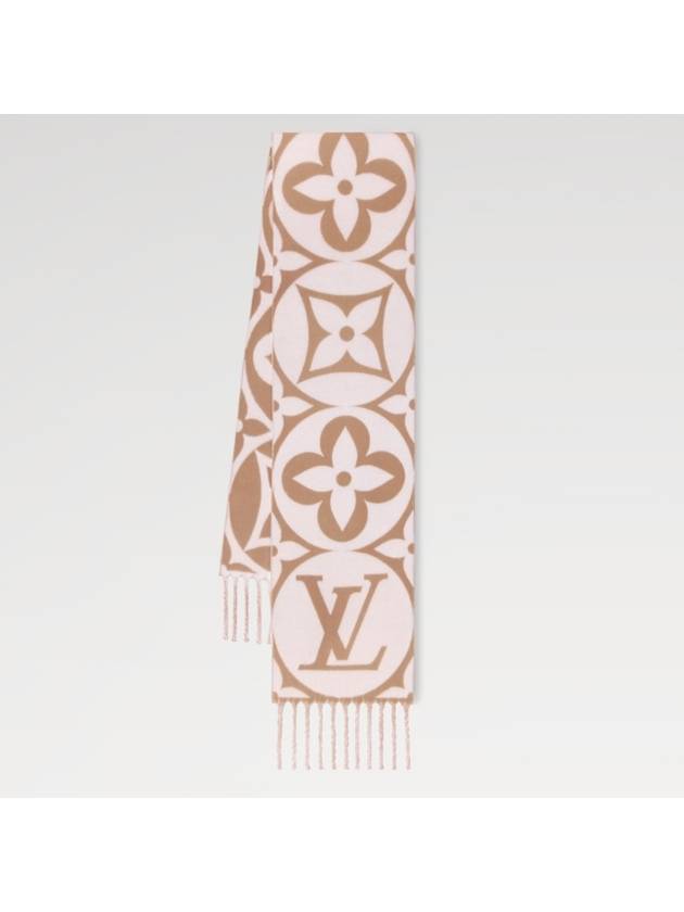 LV Medallion Monogram Wool Scarf Rose Beige - LOUIS VUITTON - BALAAN 3