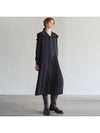 Women's Sailor Frill Collor Pleats Long Dress Black - MITTE - BALAAN 7