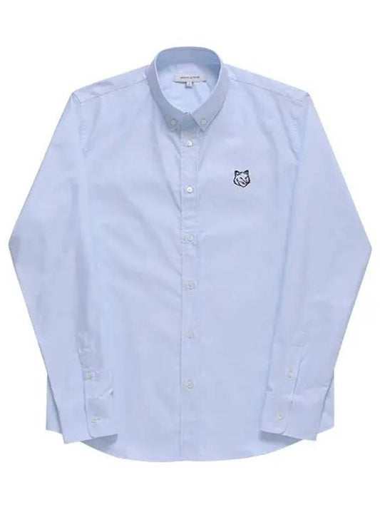 Contour Fox Head Casual Long Sleeve Shirt Blue - MAISON KITSUNE - BALAAN 2