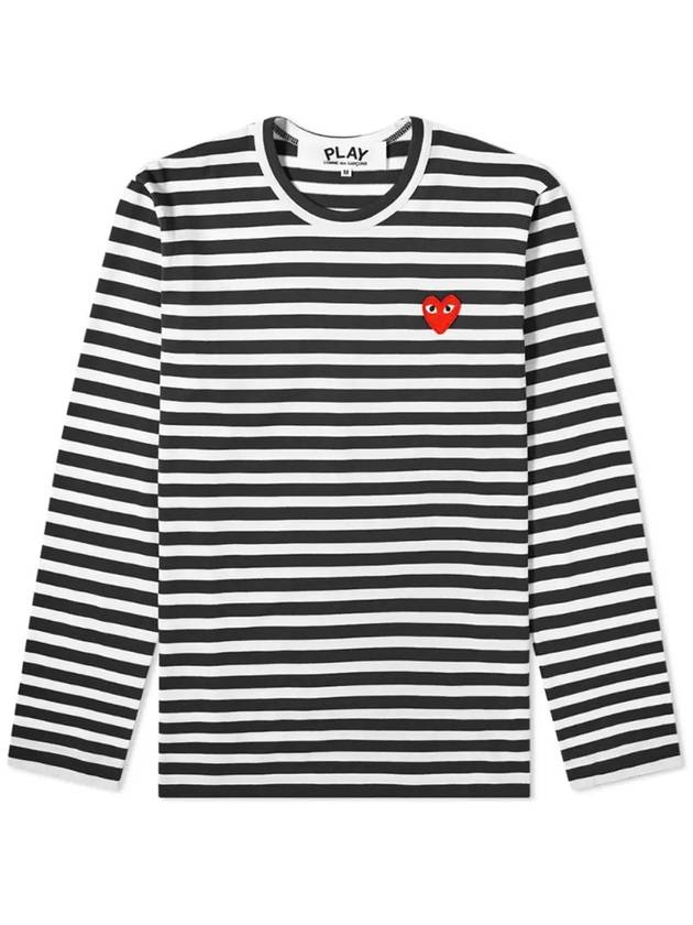 Comme Red Heart Striped T Shirt Black AZ T164 051 1 - COMME DES GARCONS - BALAAN 1