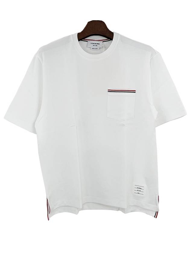 Cotton Oversized Pocket Short Sleeve T-Shirt White - THOM BROWNE - BALAAN 3