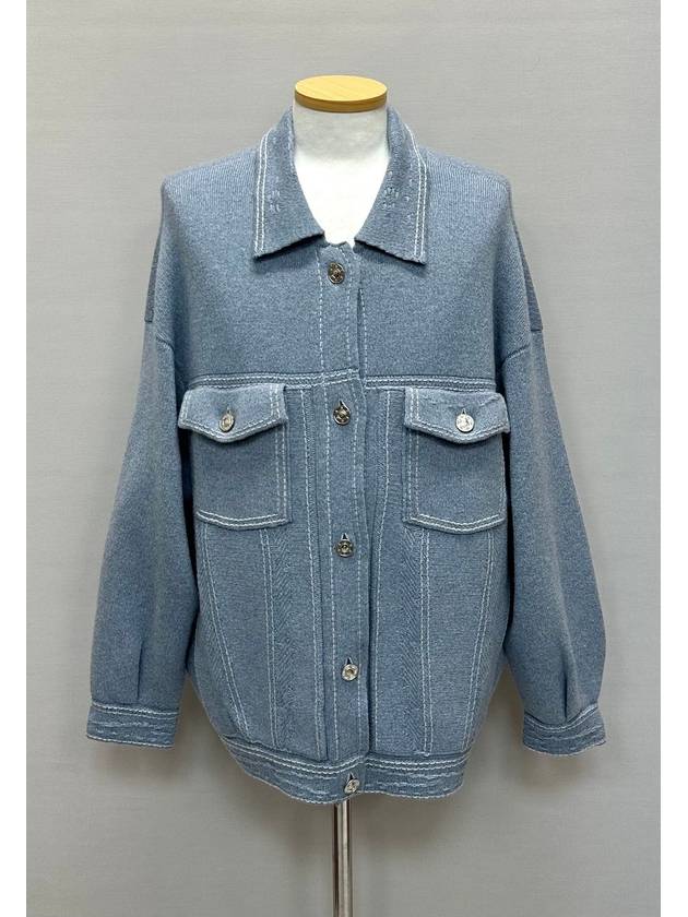 Denim oversized cashmere cotton jacket - BARRIE - BALAAN 1