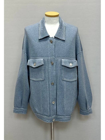 Denim oversized cashmere cotton jacket - BARRIE - BALAAN 1