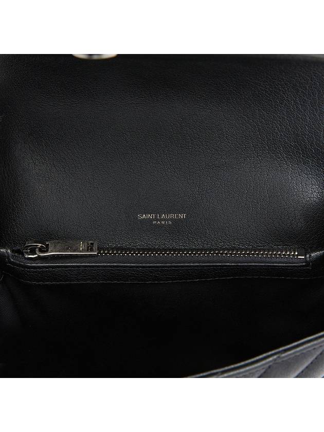 Silver Monogram College Medium Chain Crossbody Bag in Matelasse Leather Black - SAINT LAURENT - BALAAN 10