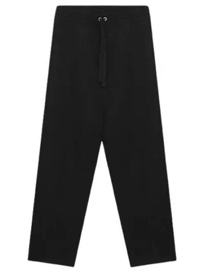 Elastic Waist Viscose Wool Straight Pants Black - AMI - BALAAN 2