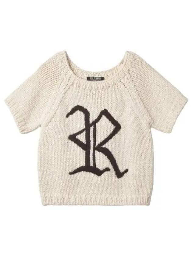 R logo jacquard knit pearl 231825520020011 - RAF SIMONS - BALAAN 1