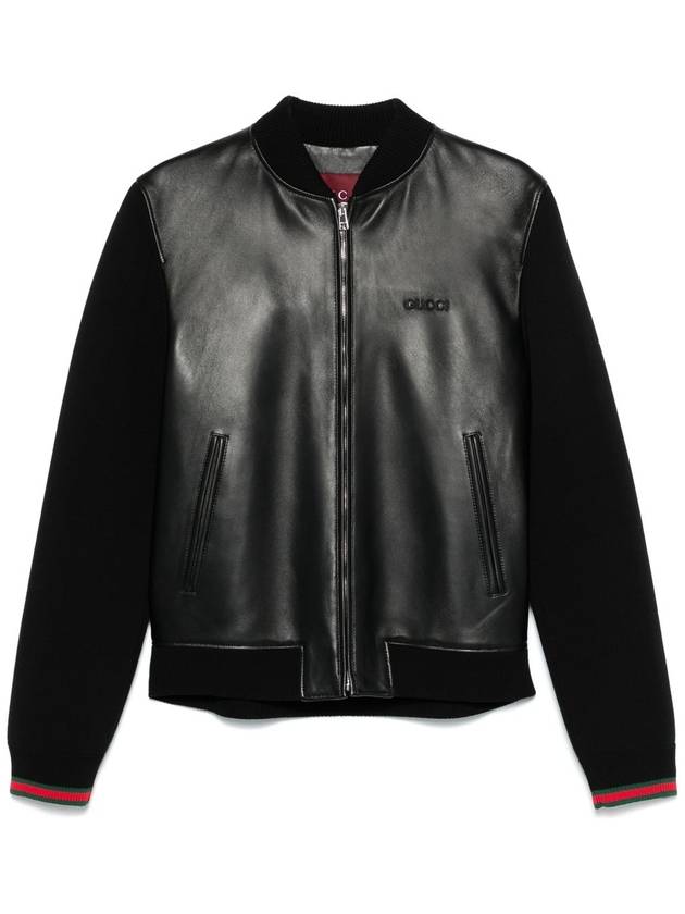 Knit leather jacket black - GUCCI - BALAAN 2