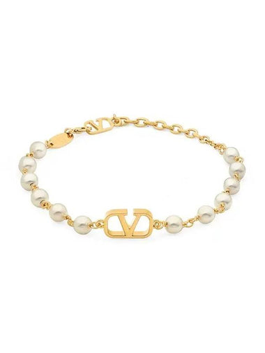 VLogo Signature Pearl Bracelet Gold - VALENTINO - BALAAN 1