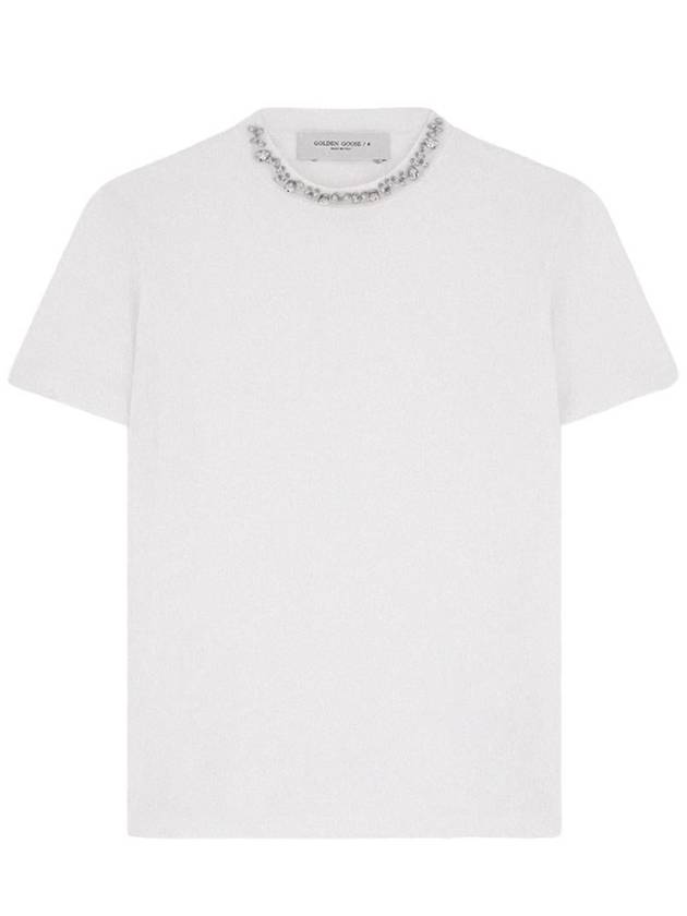 Crystal Neck Point Short Sleeve T-Shirt White - GOLDEN GOOSE - BALAAN 2