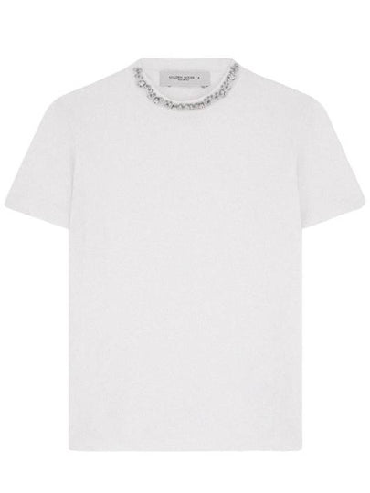 Crystal Neck Point Short Sleeve T-Shirt White - GOLDEN GOOSE - BALAAN 2