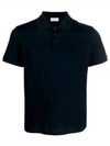 Men's Monogram Cotton Short Sleeve Polo Shirt Navy - SAINT LAURENT - BALAAN 2