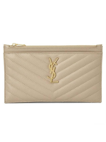 Monogram Quilted Clutch Bag Dark Beige - SAINT LAURENT - BALAAN 1