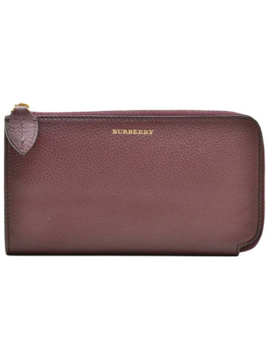 Grain Leather Long Wallet Deep Claret - BURBERRY - BALAAN 1