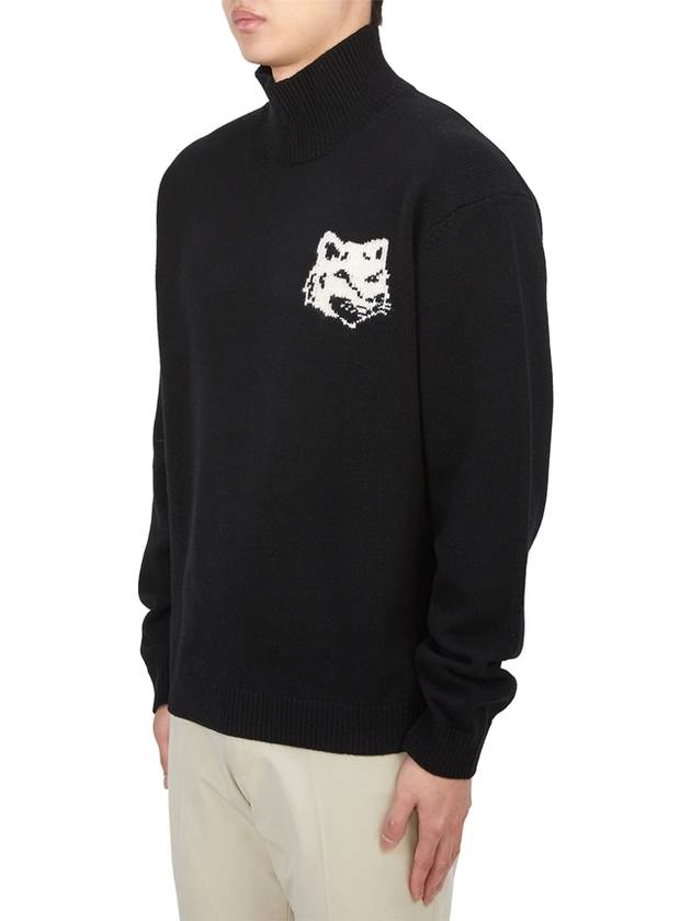 Fox Head Intarsia Comfort Turtleneck Black - MAISON KITSUNE - BALAAN 3