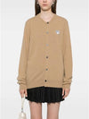 Round neck white heart emblem wool cardigan camel AX N065 - COMME DES GARCONS PLAY - BALAAN 3