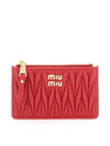 Matelasse Leather Envelope Card Wallet Red - MIU MIU - BALAAN 1