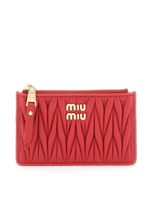 Matelasse Leather Envelope Wallet Red - MIU MIU - BALAAN 1