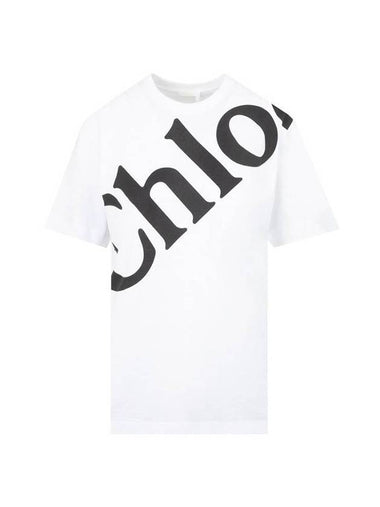 Big Logo Print Crew Neck Short Sleeve T-Shirt White - CHLOE - BALAAN 1