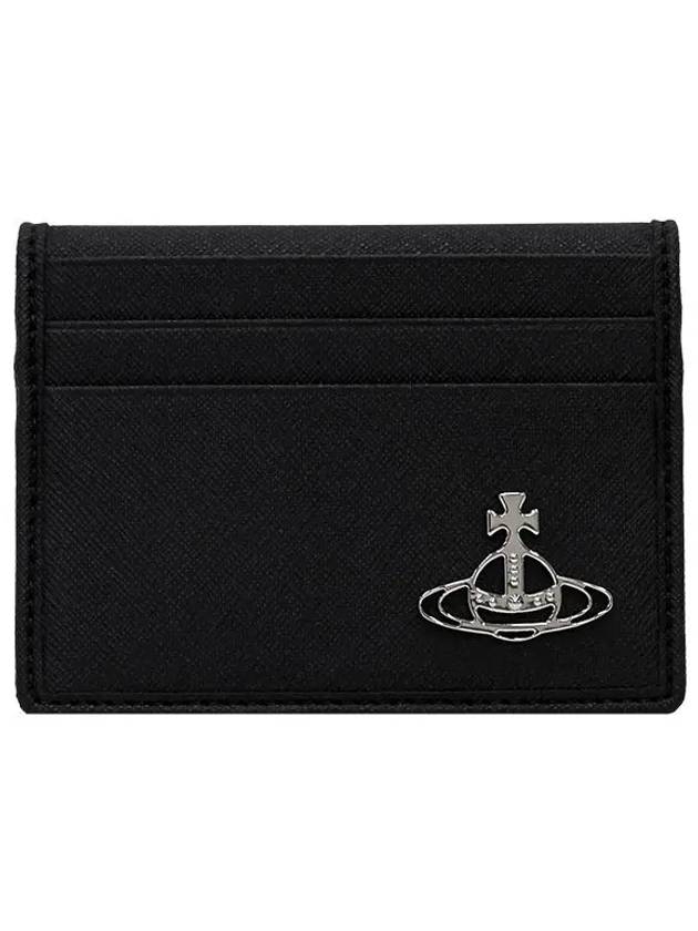 ORB Logo Saffiano Card Wallet Black - VIVIENNE WESTWOOD - BALAAN 2