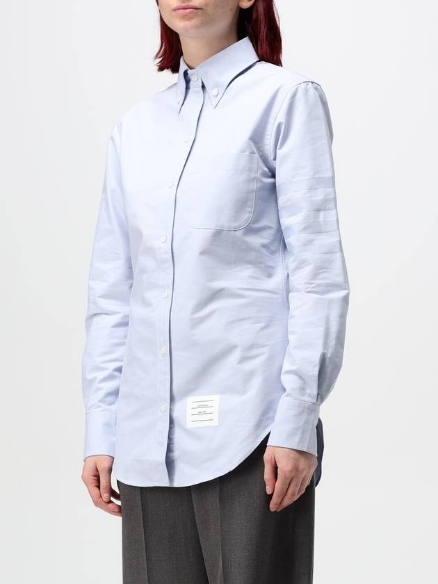 Diagonal Stripe Satin Weave Supima Oxford Shirt Light Blue - THOM BROWNE - BALAAN 5