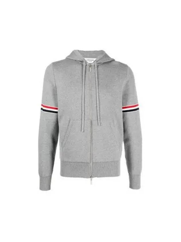 Cotton Milano Armband Zip Up Hoodie Light Grey - THOM BROWNE - BALAAN 2