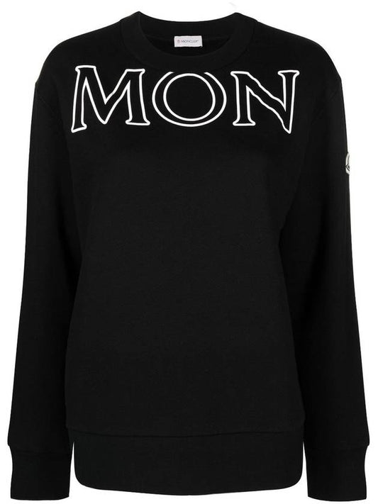 Women's Logo Patch Cotton Fleece Sweatshirt Black - MONCLER - BALAAN.
