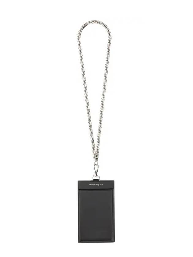 Chain Strap Leather Phone Case Black - ALEXANDER MCQUEEN - BALAAN 1