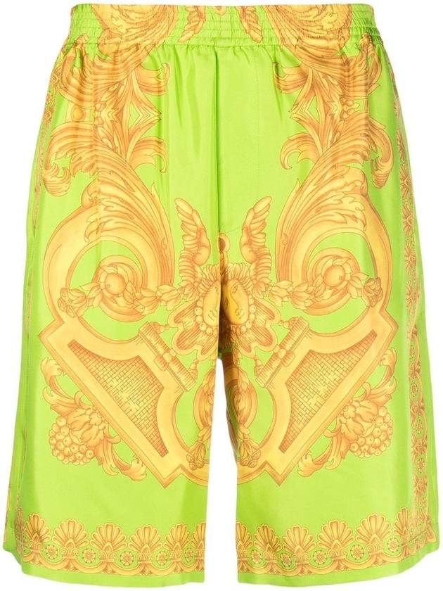 Men's Barocco 660 Silk Shorts Green - VERSACE - BALAAN 2