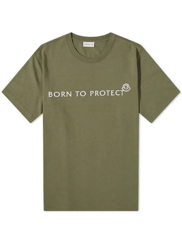 Born To Protect Logo Short Sleeve T-Shirt Green - MONCLER - BALAAN 1