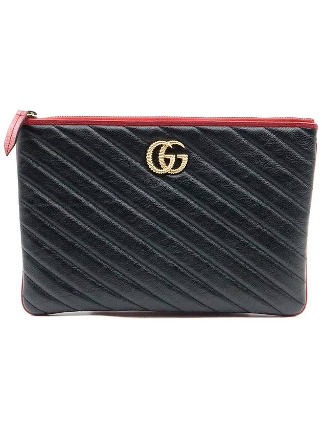 Women s Gucci 573814 Black Matelasse Leather GG Marmont Pouch Clutch gt Gangbuk used luxury goods - GUCCI - BALAAN 2