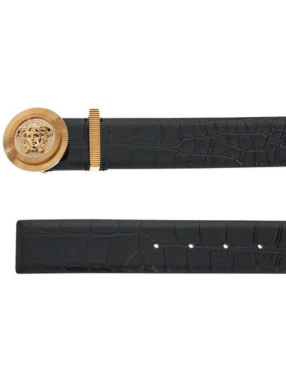 black embossed crocodile calfskin belt with rhinestones 40mm - VERSACE - BALAAN 2