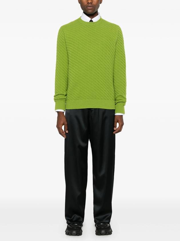 Wool cashmere blend knit top green - PRADA - BALAAN 3