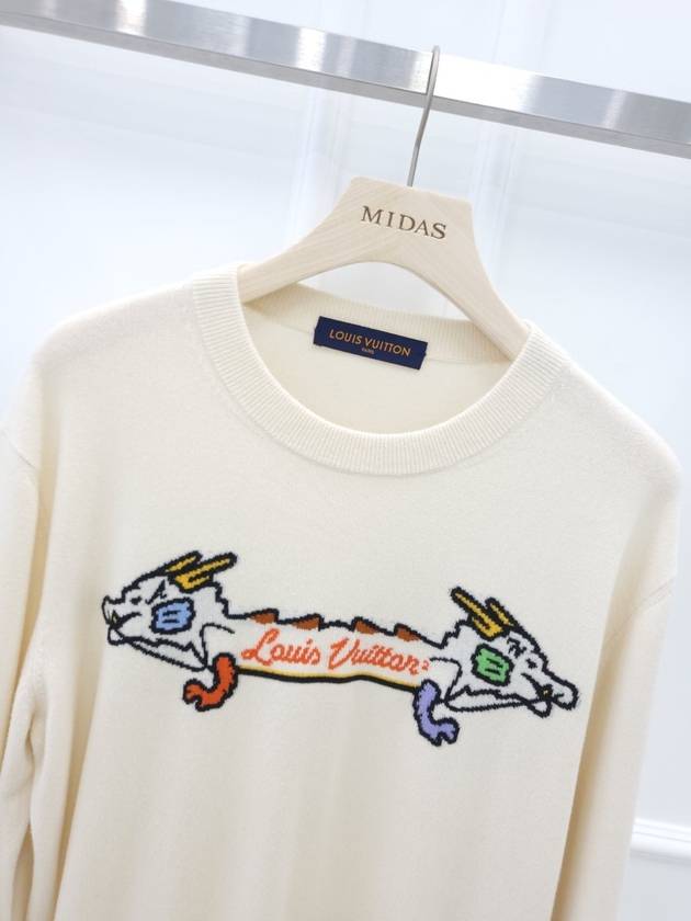 Intarsia Graphic Cashmere Crew Neck XL - LOUIS VUITTON - BALAAN 3