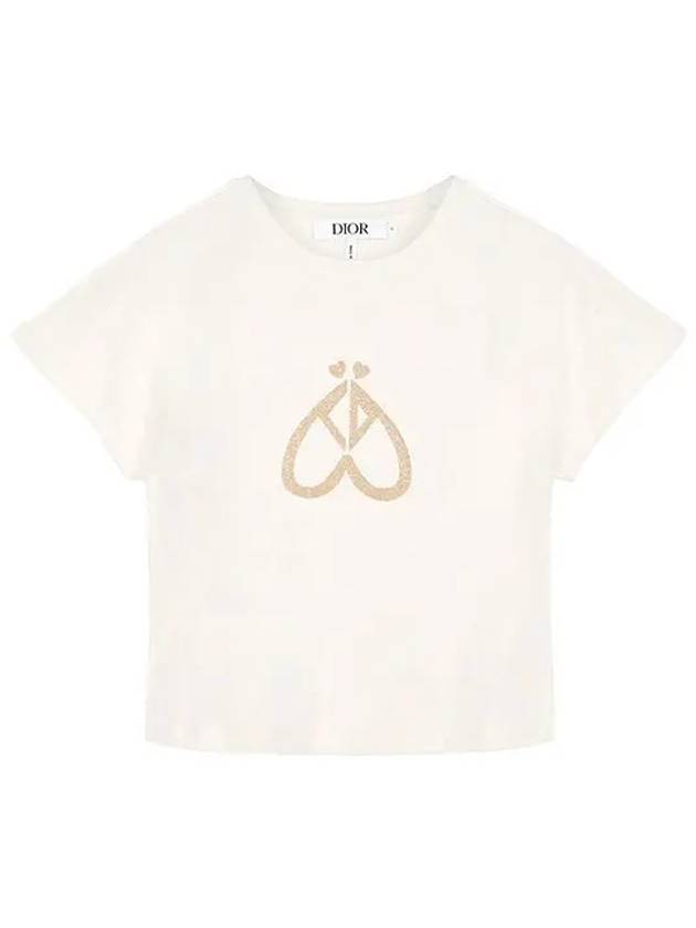 Kid's Cotton Jersey Shot Sleeve T-Shirt Cream - DIOR - BALAAN 2