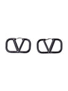 V Logo Signature Earrings Black - VALENTINO - BALAAN 11