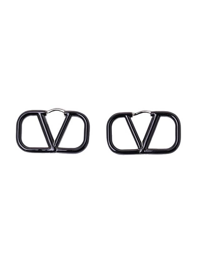 V Logo Signature Earrings Black - VALENTINO - BALAAN 11