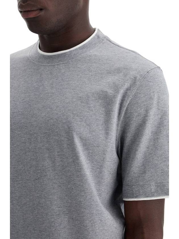 24 ss Cotton T-Shirt WITH Contrast PROFILES M0B137427CY918 B0650987562 - BRUNELLO CUCINELLI - BALAAN 5