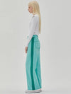 RYUL+WAI: Denim Color Side Color Wide Pants Green - RYUL+WAI: - BALAAN 3