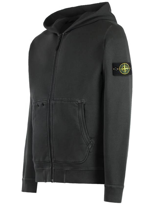 Logo Patch Zip-Up Hoodie Dark Grey - STONE ISLAND - BALAAN 4