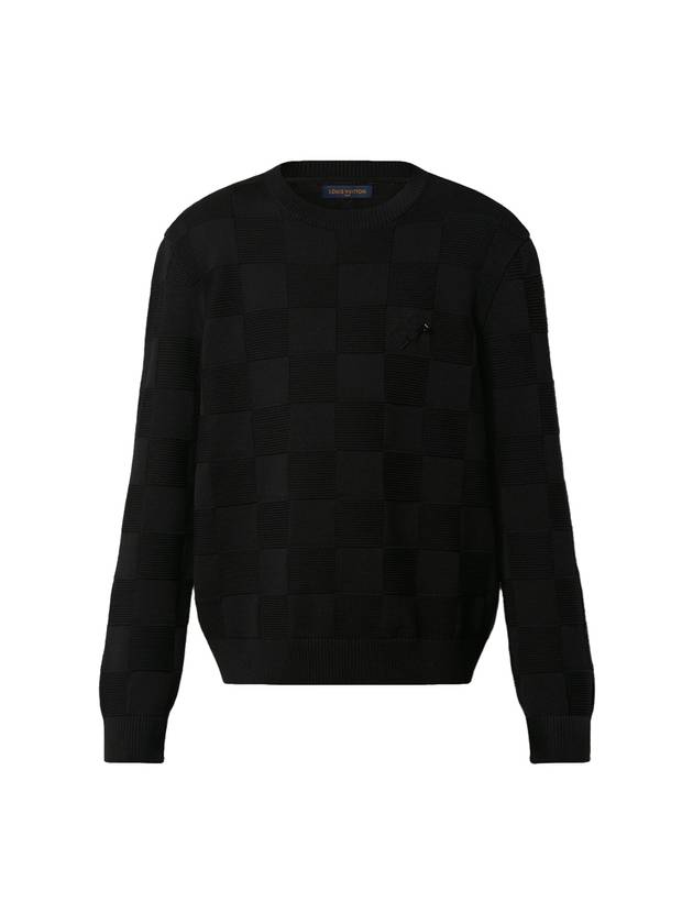 Damier Stitch Crew Neck Knit Top Black - LOUIS VUITTON - BALAAN 1