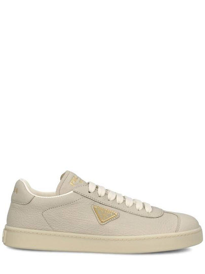 Leather Low Top Sneakers Pumice Stone - PRADA - BALAAN 2