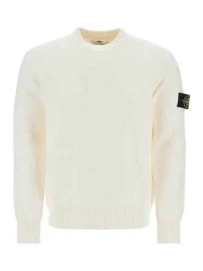 Round Neck Wappen Organic Knit Top White - STONE ISLAND - BALAAN 2