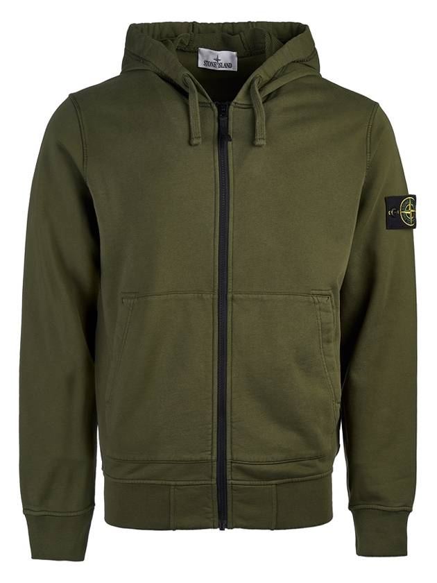 Men Wappen Cotton Fleece Hooded Zip Up Khaki - STONE ISLAND - BALAAN 2