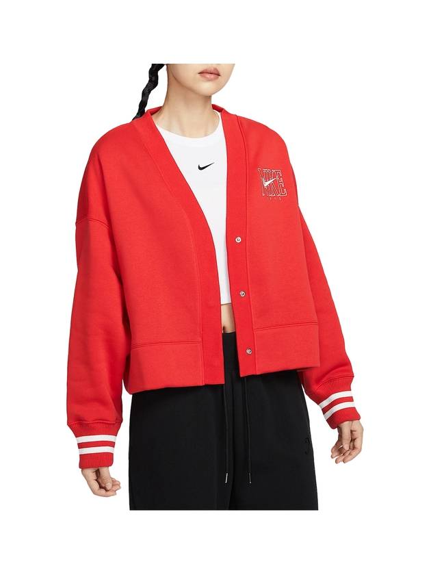 Sportswear Phoenix Fleece Oversized Cardigan University Red - NIKE - BALAAN 1