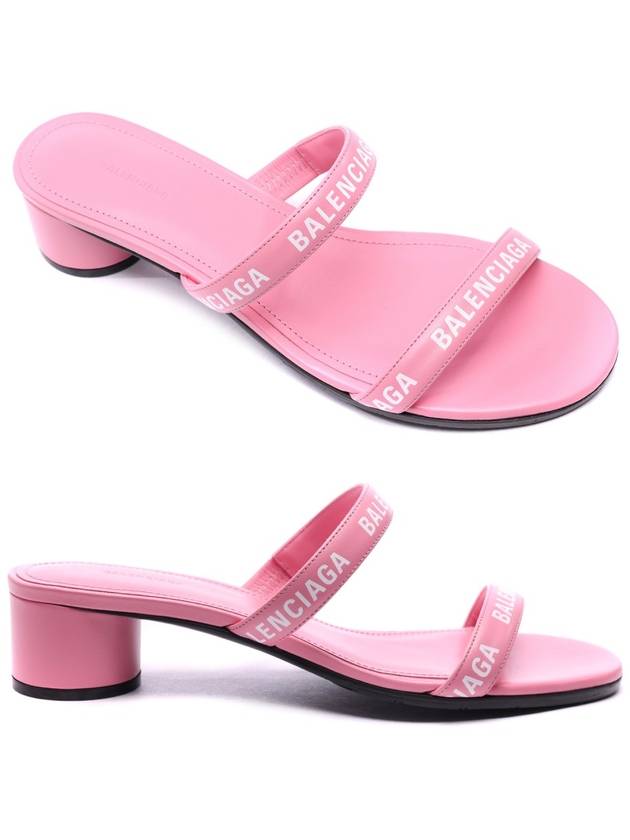 Logo Strap Round Sandal Heels Pink - BALENCIAGA - BALAAN 2