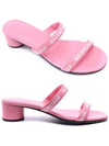 Logo Strap Round Sandal Heels Pink - BALENCIAGA - BALAAN 3